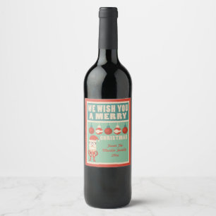 Étiquette Pour Bouteilles De Vin Rétro acclamation de Noël ! Vacances