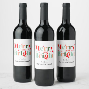 Étiquette Pour Bouteilles De Vin Retro Joyeux et Lumineux Noël