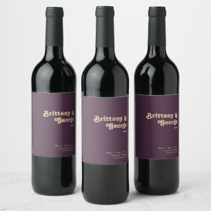 Étiquette Pour Bouteilles De Vin Rétro moderne Étiquette de vin Mariage foncé vio