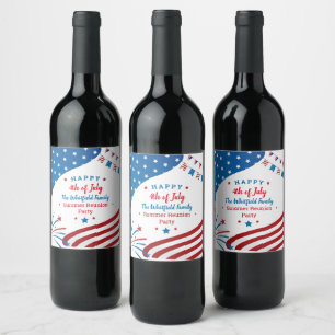 Étiquette Pour Bouteilles De Vin Reunion familiale BBQ été 4 juillet personnalisée