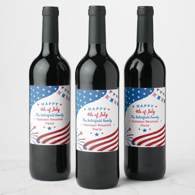 Étiquette Pour Bouteilles De Vin Reunion familiale BBQ été 4 juillet personnalisée (Bouteilles)