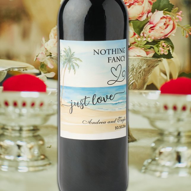 Étiquette Pour Bouteilles De Vin Rien De fantaisie Juste Aimer Élégant Mariage (Créateur téléchargé)
