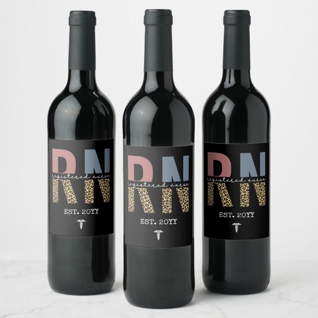 Étiquette Pour Bouteilles De Vin RN Infirmière inscrite diplômée (Bouteilles)