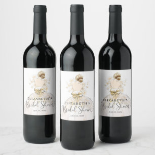 Étiquette Pour Bouteilles De Vin Robe de mariée Blonde rose or Fête des mariées flo