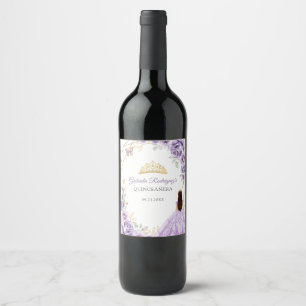 Étiquette Pour Bouteilles De Vin Robe lilas de Quinceanera florale