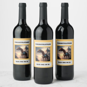 Étiquette Pour Bouteilles De Vin Robot Giraffe Futuriste, Félicitations