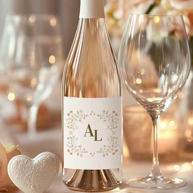 Étiquette Pour Bouteilles De Vin Rococo Floral Antique Frame Mariage (Créateur téléchargé)