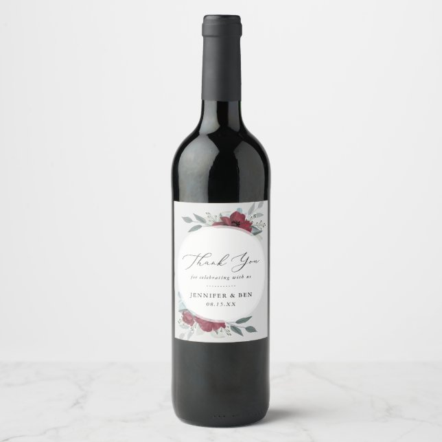 Étiquette Pour Bouteilles De Vin Romance florale (Devant)