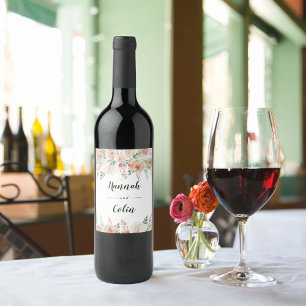 Étiquette Pour Bouteilles De Vin Romance intemporelle Floral Mariage de couronne