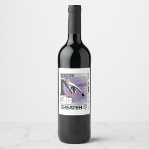 Étiquette Pour Bouteilles De Vin Romans 8:31 Cyberpunk Main de Dieu Glitch Art
