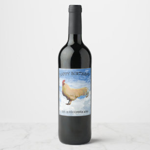 ÉTIQUETTE POUR BOUTEILLES DE VIN ROOSTER SKY CLOUDS PHOTO HAPPY BIRTHDAY WINE ÉTIQU