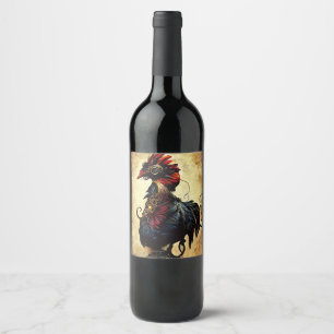 Étiquette Pour Bouteilles De Vin Rooster vintage