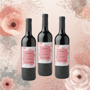 Étiquette Pour Bouteilles De Vin rose apricot fleuri apricot mariage