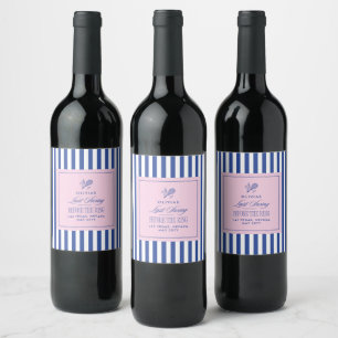 Étiquette Pour Bouteilles De Vin Rose Bleu Rayure Tennis Enterrement de vie de jeun