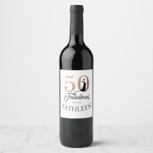 Étiquette Pour Bouteilles De Vin Rose Gold 50 et Fabulous Birthday Party Nom