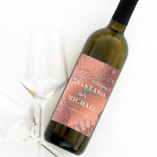 Étiquette Pour Bouteilles De Vin Rose Gold Foil Luxe Glam Élégant Mariage élégant