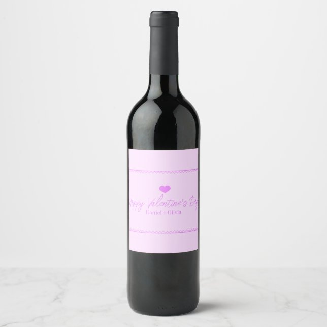 Étiquette Pour Bouteilles De Vin Rose - Violet Saint-Valentin (Devant)
