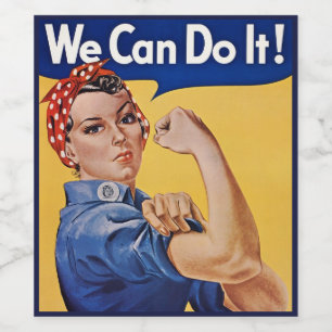 Étiquette Pour Bouteilles De Vin Rosie la riveteuse : Femmes fortes, l'autonomisati