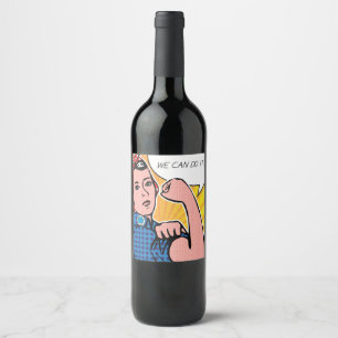 Étiquette Pour Bouteilles De Vin Rosie le Riveter Nous pouvons le faire Pop Art Rem