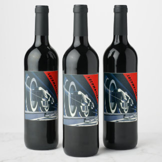 Étiquette Pour Bouteilles De Vin Roues de train visuel sur la voie Locomotion Railr