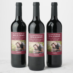 Étiquette Pour Bouteilles De Vin Rouge bordeaux rustique Photo Mariage