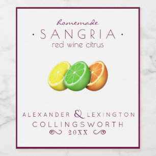 Étiquette Pour Bouteilles De Vin Rouge de Sangria