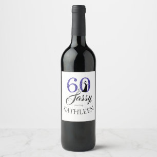 Étiquette Pour Bouteilles De Vin Royal Blue 60 et Sassy 60th Birthday Party