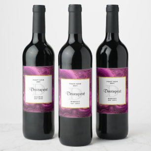Étiquette Pour Bouteilles De Vin Royal Purple And Gold Agate Entreprise vinicole Ab