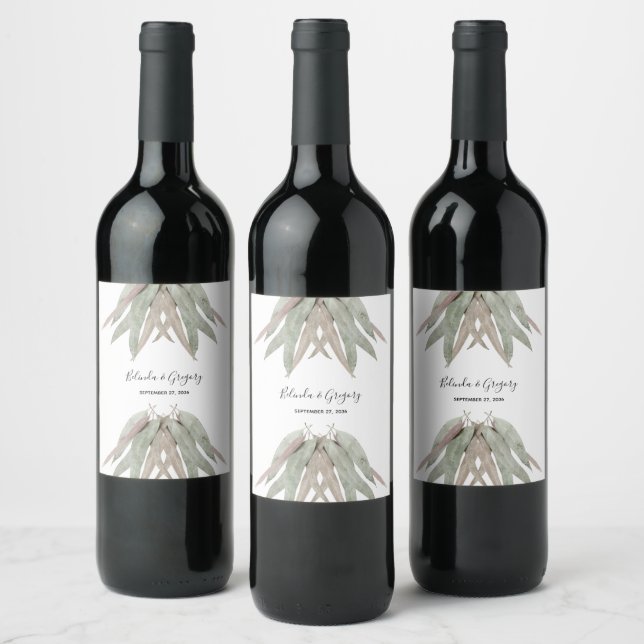 Étiquette Pour Bouteilles De Vin Russe Mariage feuille Eucalyptus (Bouteilles)