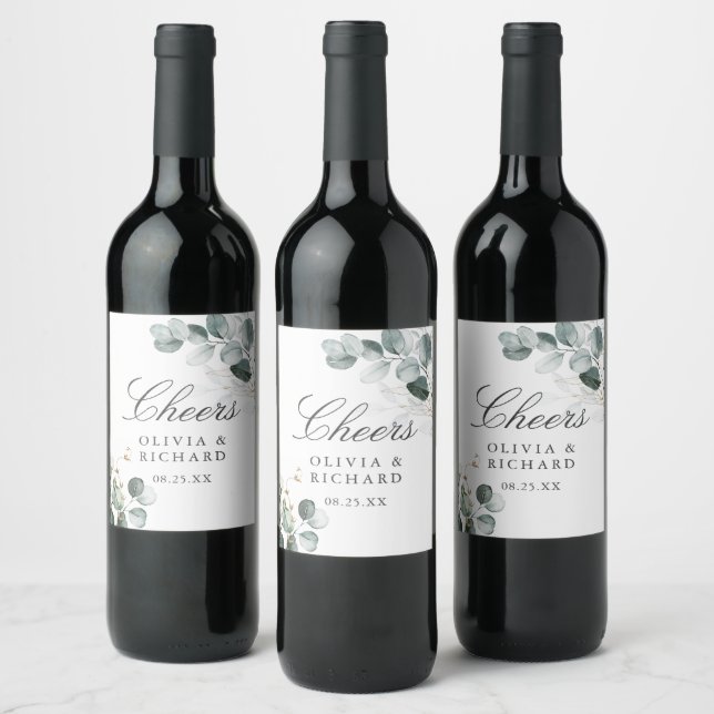Étiquette Pour Bouteilles De Vin Rustique Botanique Eucalyptus Mariage de verdure (Bouteilles)