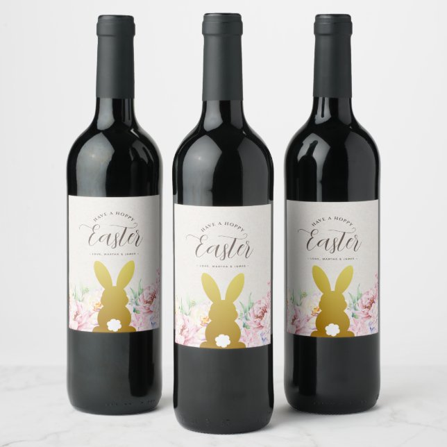 Étiquette Pour Bouteilles De Vin Rustique Elegant Pâques Personnalisé (Bouteilles)