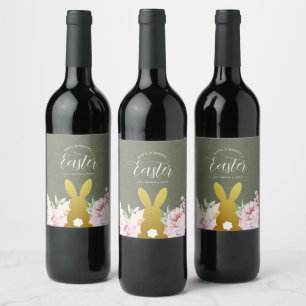 Étiquette Pour Bouteilles De Vin Rustique Elegant Pâques Personnalisé