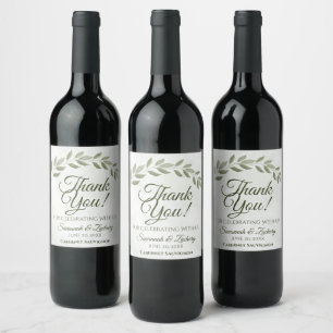 Étiquette Pour Bouteilles De Vin Sage Green Feuille Russe Mariage Merci