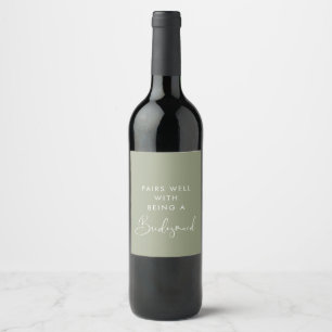 Étiquette Pour Bouteilles De Vin Sage green Paire bien avec être une femme de ménag