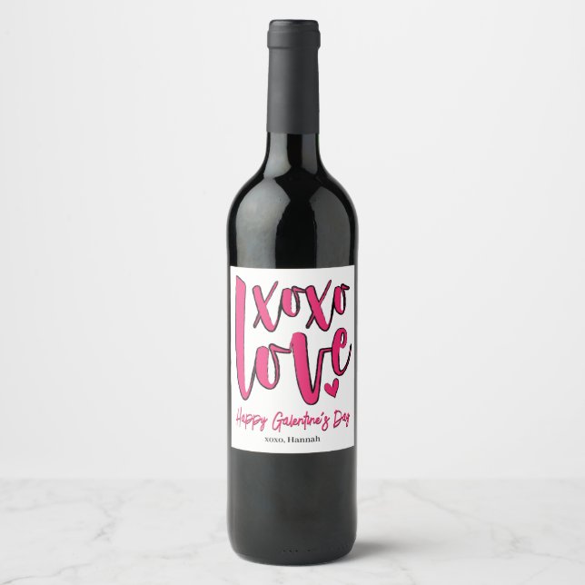 Étiquette Pour Bouteilles De Vin Saint-Galentin XOXO Aimer Bold Rose (Devant)