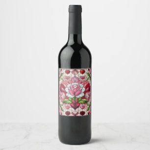 Étiquette Pour Bouteilles De Vin Saint-Valentin en verre tendu
