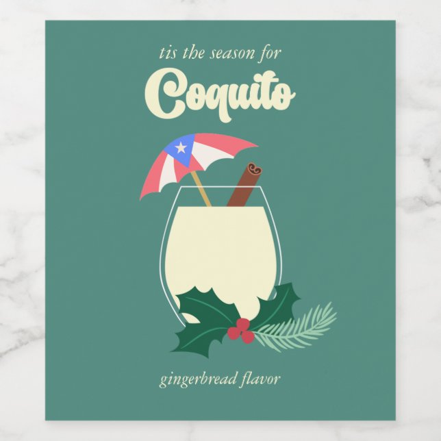 Étiquette Pour Bouteilles De Vin Saison Coquito (Étiquettes simples)