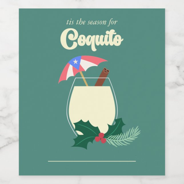 Étiquette Pour Bouteilles De Vin Saison Coquito (Étiquettes simples)