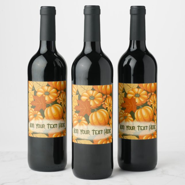 Étiquette Pour Bouteilles De Vin Saison d'automne Halloween Citrouille Motif (Bouteilles)