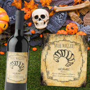 Étiquette Pour Bouteilles De Vin Salle de l'apothicaire halloween crâne vintage ast