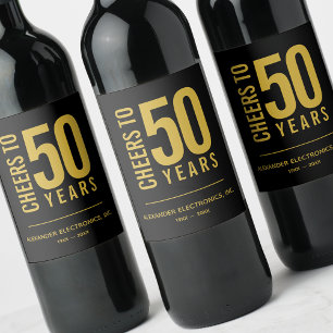 Étiquette Pour Bouteilles De Vin Salutations à 50 ans anniversaire d'affaires
