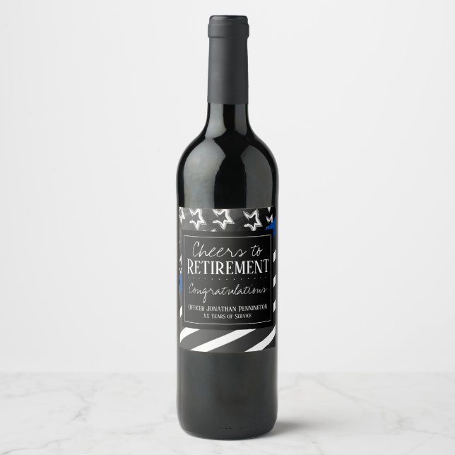 Étiquette Pour Bouteilles De Vin Salutations à l'officier de police de retraite (Devant)
