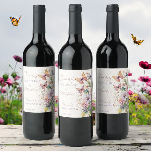 Étiquette Pour Bouteilles De Vin Salutations de la vie des papillons nuptiale douch