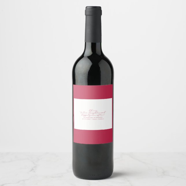 Étiquette Pour Bouteilles De Vin Salutations pour l'amour Élégant Viva Magenta Scri (Devant)
