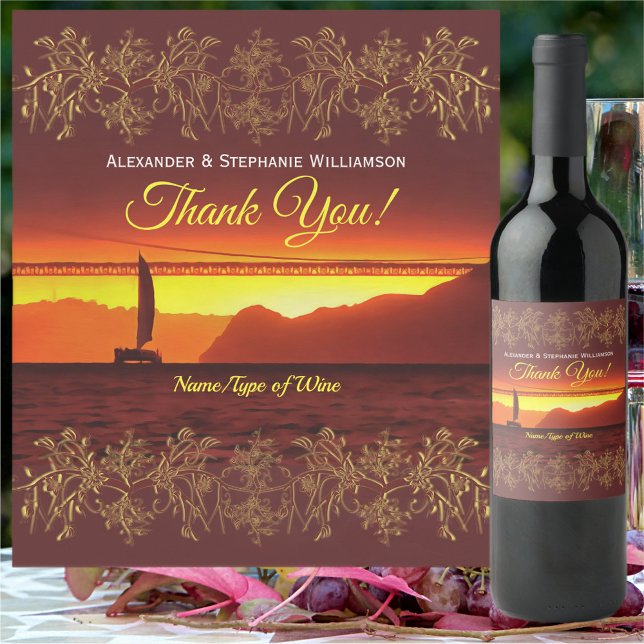 Étiquette Pour Bouteilles De Vin San Francisco Merci Sunset 1124 (Créateur téléchargé)