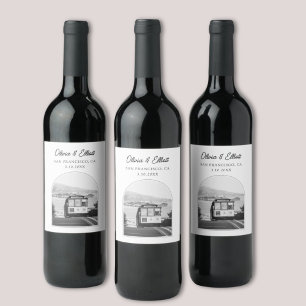 Étiquette Pour Bouteilles De Vin San Francisco Wedding Favor Black & White