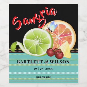Étiquette Pour Bouteilles De Vin Sangria aux agrumes modernes MARIAGE