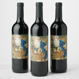 Étiquette Pour Bouteilles De Vin Santa Claus d'Olivier vintage avec Rudolph