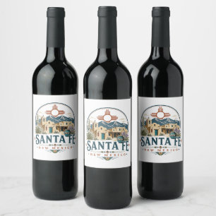 Étiquette Pour Bouteilles De Vin Santa Fe Nouveau-Mexique Architecture Adobe Sud-Ou
