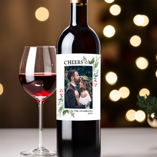 Étiquette Pour Bouteilles De Vin SANTÉ   Holly Berry Photo de Noël
